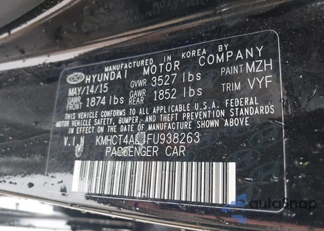 2015 Hyundai Accent Gls из США, поврежденный, VIN KMHCT4AE4FU938263